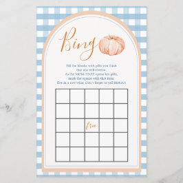 Pumpkin Boho Blue Gingham 1st Birthday Bingo Game