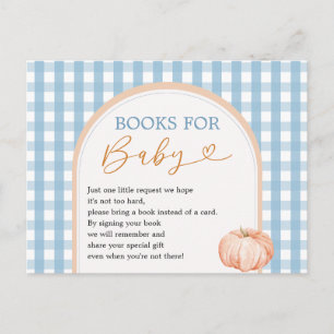 Pumpkin Boho Blue Gingham Bokar för Baby Vykort