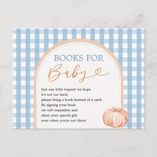 Pumpkin Boho Blue Gingham Bokar för Baby Vykort (Framsida)