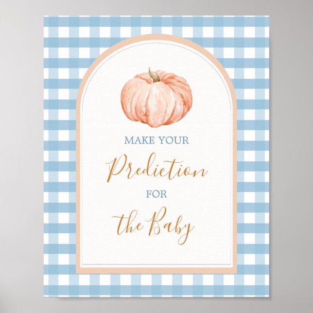 Pumpkin Boho Blue Gingham-förutsägelse för Baby Poster (Framsidan)