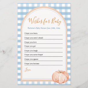 Pumpkin Boho Blue Gingham Önskemål för Baby