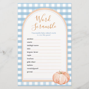 Pumpkin Boho Blue Gingham Ord Scramble Game
