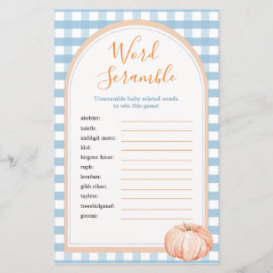 Pumpkin Boho Blue Gingham Ord Scramble Game