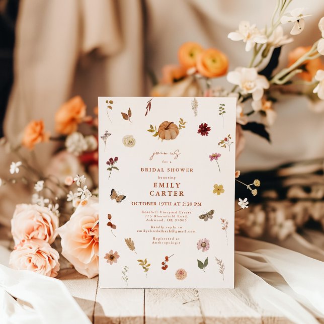 Pumpkin Boho Bridal Shower Fall Wildflower Inbjudningar (Skapare uppladdad)