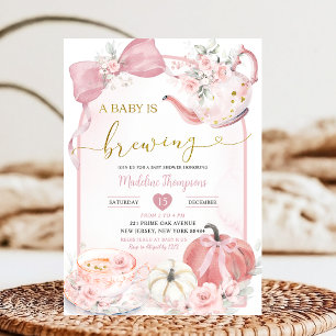 Pumpkin Boho Rosa Baby Brewing Baby Shower Inbjudningar