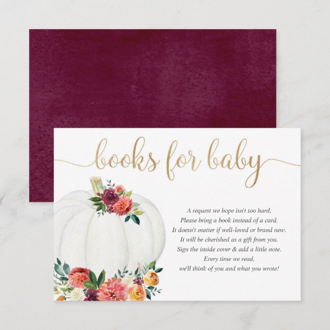 Pumpkin bokar för baby könsneutrala fall blommigt  tilläggskort (Fram/baksida)