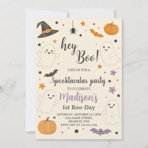 Pumpkin Boo 1:a födelsedagsinbjudan Boo Hall Inbjudningar