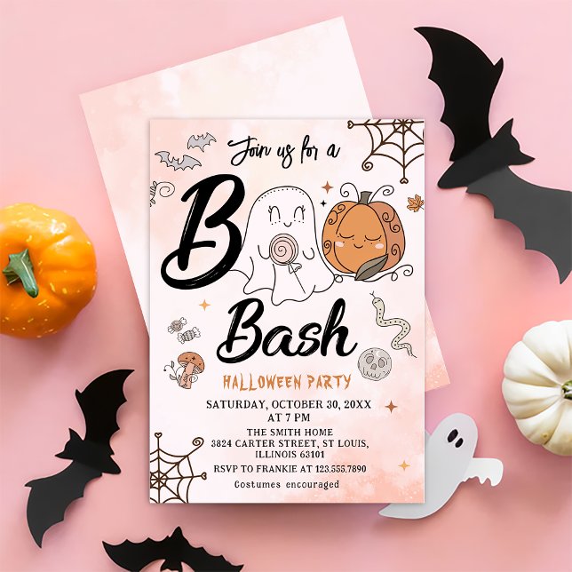 Pumpkin Boo Halloween Bash Party-inbjudan Inbjudningar (Skapare uppladdad)