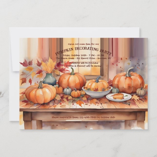 Pumpkin Bord Inbjudningar (Framsida)