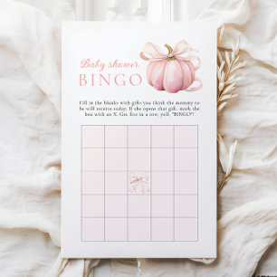 Pumpkin Bow Baby Shower Gift Bingo Game