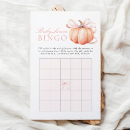 Pumpkin Bow Baby Shower Gift Bingo Game