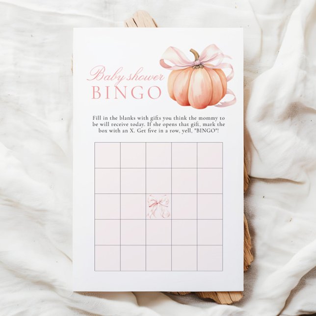 Pumpkin Bow Baby Shower Gift Bingo Game (Skapare uppladdad)