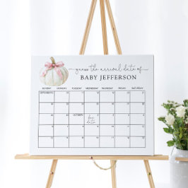 Pumpkin & Bow Baby Shower Gissa förfallodatumkalen Poster