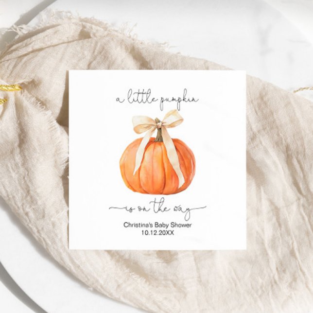 Pumpkin Bow Baby Shower Napkin Pappersservett (Skapare uppladdad)