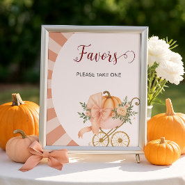 Pumpkin Bow-favoriter för Bord-tecken Poster