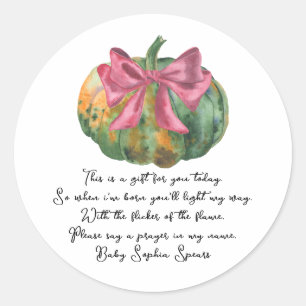 Pumpkin bow Prayer Candle-etikett Runt Klistermärke