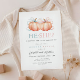 Pumpkin Bow Rosa Blue Gender Reveal-inbjudan Inbjudningar