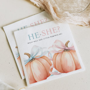 Pumpkin Bow Rosa Blue Gender Reveal Pappersservett