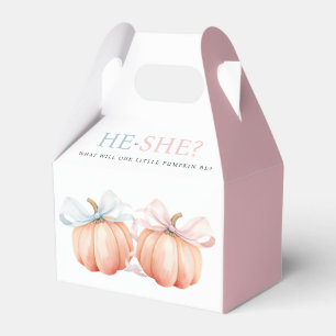 Pumpkin Bow Rosa Blue Gender Reveal Presentaskar