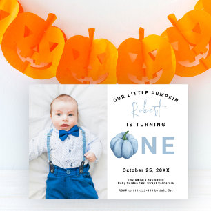 Pumpkin Boy 1st Birthday Party Inbjudningar