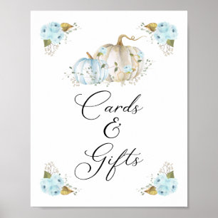 Pumpkin Boy Shower Cards and Gifts Sign Poster