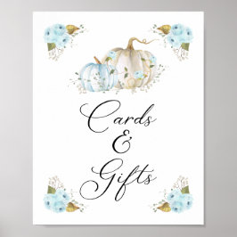 Pumpkin Boy Shower Cards and Gifts Sign Poster