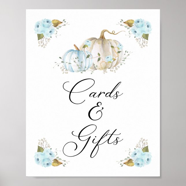 Pumpkin Boy Shower Cards and Gifts Sign Poster (Framsidan)