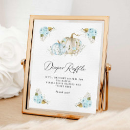 Pumpkin Boy Shower Diaper Raffle Sign Poster