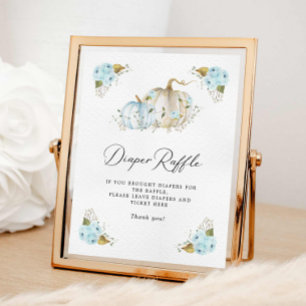 Pumpkin Boy Shower Diaper Raffle Sign Poster
