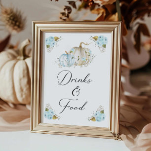 Pumpkin Boy Shower Drinks and Food Sign Poster