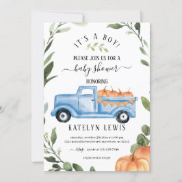 Pumpkin Boy Shower-inbjudan till lastbil Inbjudningar