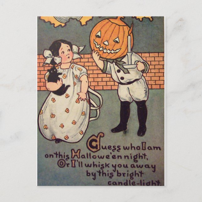 Pumpkin Boy (Vintage Halloween Card) Vykort (Framsida)