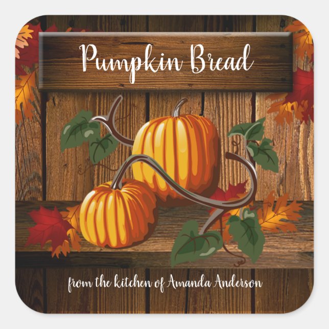 Pumpkin Bread Sq-etikett Fyrkantigt Klistermärke (Framsida)