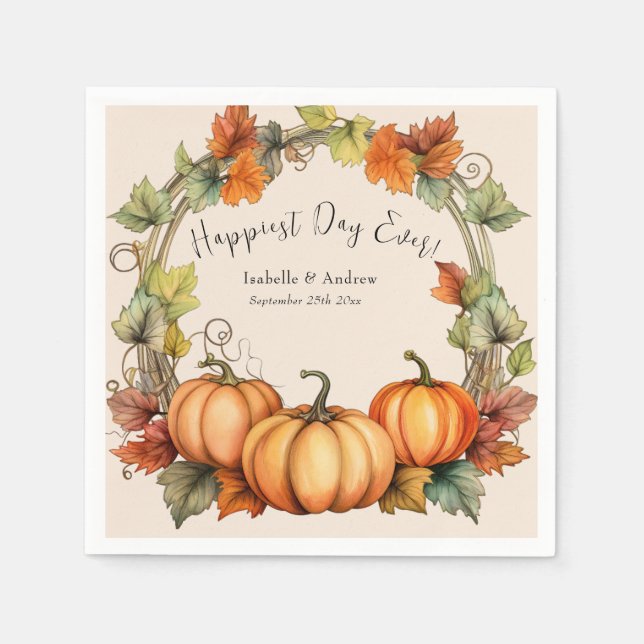 Pumpkin Bröllop Cocktail Napkins Pappersservett (Framsidan)