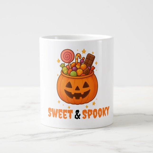 Pumpkin Bucket Fullt of Sweet - Halloween Jumbo Mugg (Framsidan)