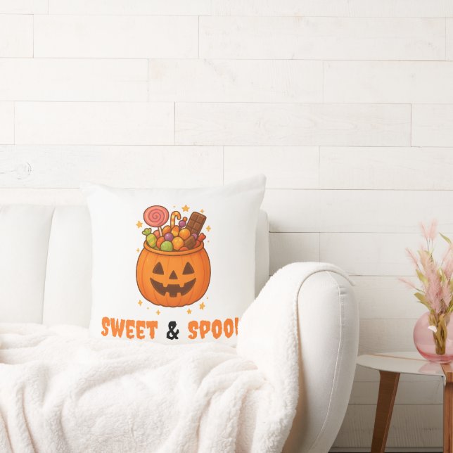 Pumpkin Bucket Fullt of Sweet - Halloween Kudde (Soffa)