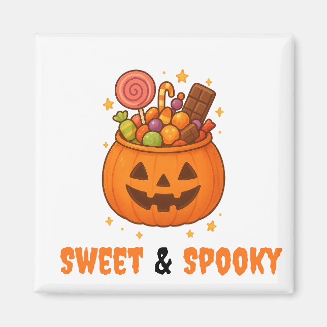 Pumpkin Bucket Fullt of Sweet - Halloween Magnet (Framsidan)