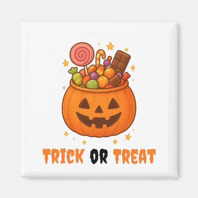 Pumpkin Bucket Fullt of Sweet - Halloween Magnet (Framsidan)