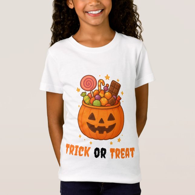 Pumpkin Bucket Fullt of Sweet - Halloween T Shirt (Framsida)