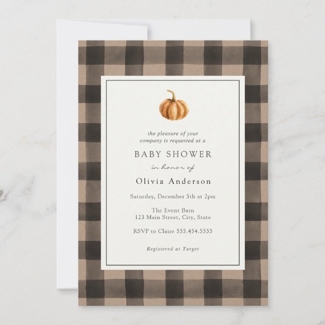 Pumpkin Buffalo Play Baby Shower-inbjudan Inbjudningar (Framsida)