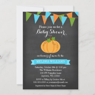 Pumpkin Bunting Boy Fall Baby Shower för krita Inbjudningar