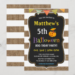 Pumpkin Burlap Halloween Barns födelsedag Party Inbjudningar