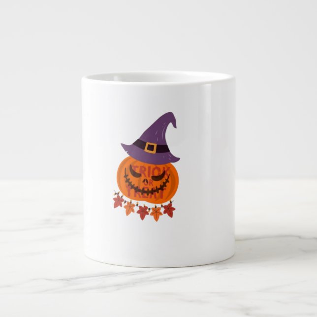 Pumpkin Bus eller godis Halloween Speciell Jumbo Mugg (Framsidan)