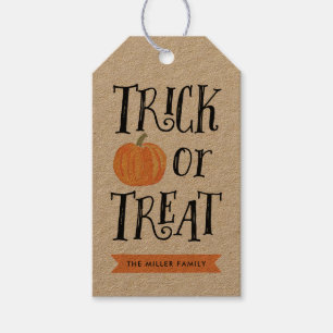 Pumpkin Bus eller godis Halloween, tack, Märkre Presentetikett