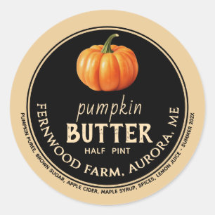 Pumpkin Butter-etikett Pumpkin Spice Sylt Fall Runt Klistermärke