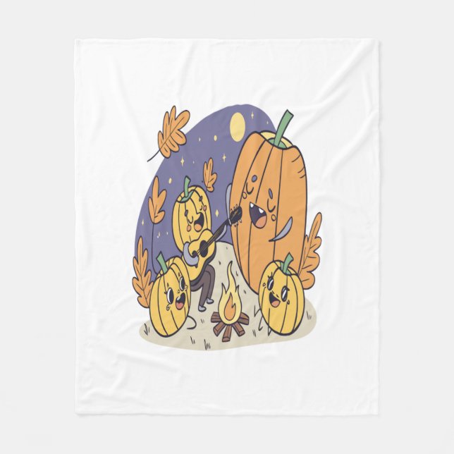 Pumpkin Campfire Sergranat Fleecefilt (Framsidan)