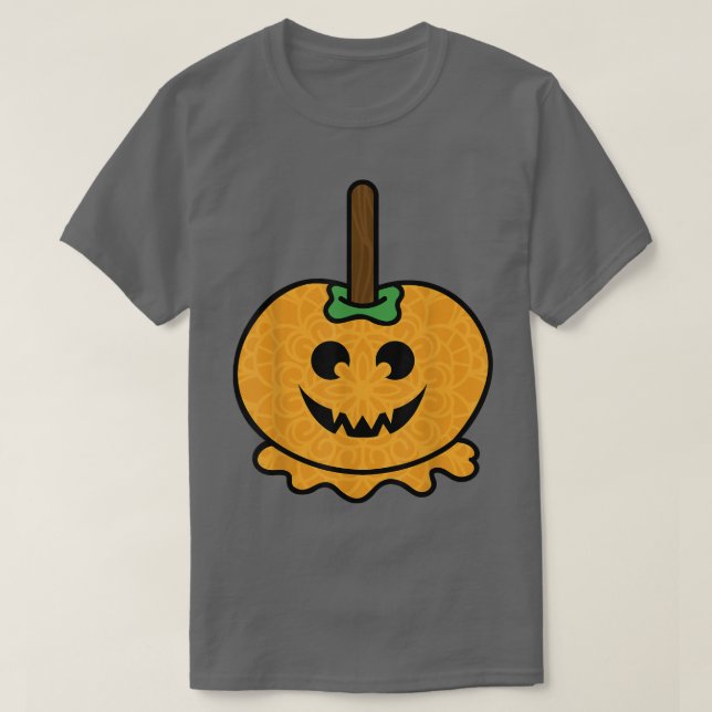 Pumpkin Candy Apple Jack o lantern Halloween T Shirt (Design framsida)