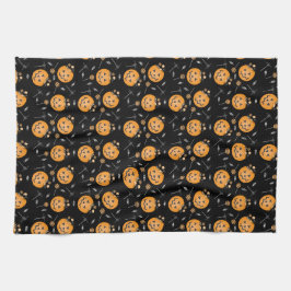 Pumpkin Candy Bucket Bus eller godis Orange Black Kökshandduk