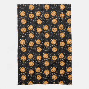 Pumpkin Candy Bucket Bus eller godis Orange Black Kökshandduk