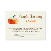Pumpkin Candy Guessing Game Card Baby Shower Game